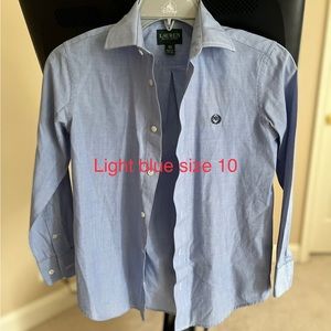 Chaps light blue button down shirt for boys. Size 10